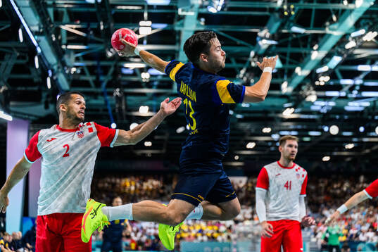 Lovro Mihic and Tin Lucin of Croatia and Sebastian Karlsson