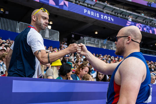 Coach Paul Solberg and Thomas Mardal of Norway when