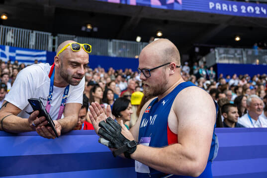 Coach Paul Solberg and Thomas Mardal of Norway when