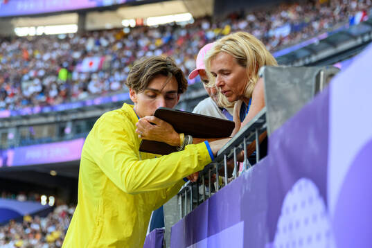 Armand Duplantis of Sweden with Renaud Lavillenie of France
