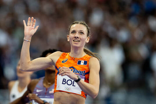Femke Bol of Netherlands reacts