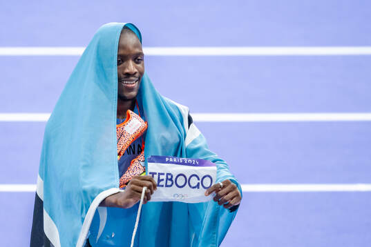 Letsile Tebogo of Botswana celebrates