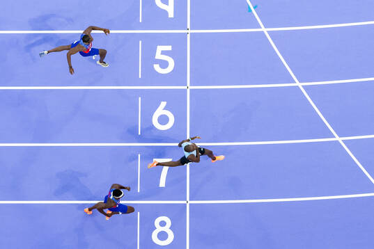 Letsile Tebogo of Botswana, Noah Lyles of USA and Kenneth
