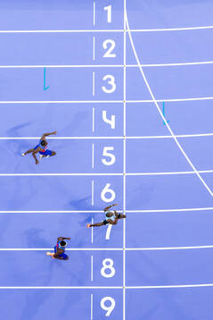 Letsile Tebogo of Botswana, Noah Lyles of USA,  and Kenneth