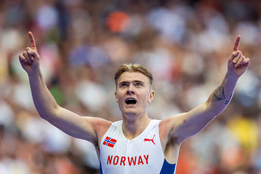Tobias Grønstad of Norway celebrates