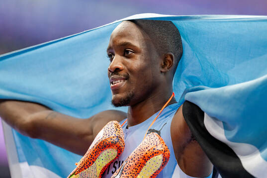 Letsile Tebogo of Botswana celebrates