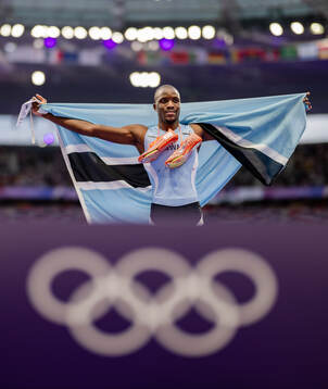 Letsile Tebogo of Botswana celebrates