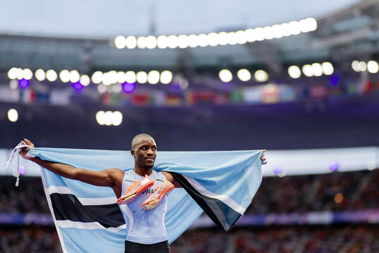 Letsile Tebogo of Botswana celebrates