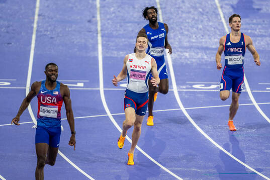 Karsten Warholm of Norway looks dejected