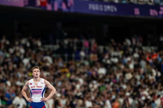 Karsten Warholm of Norway looks dejected