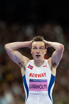 Karsten Warholm of Norway looks dejected competing in