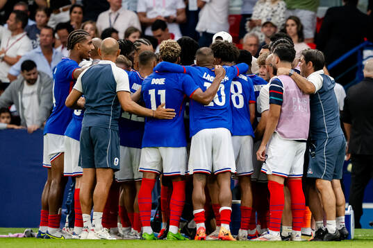 Players of France in the men’s football final between