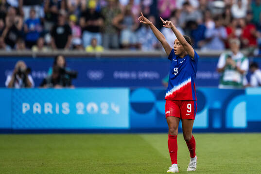 Mallory Swanson of USA celebrates
