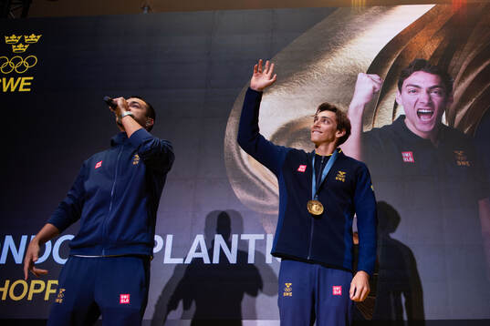 Armand Duplantis of Sweden during a homecoming celebration