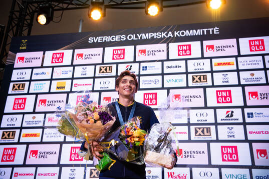 Armand Duplantis of Sweden during a homecoming celebration