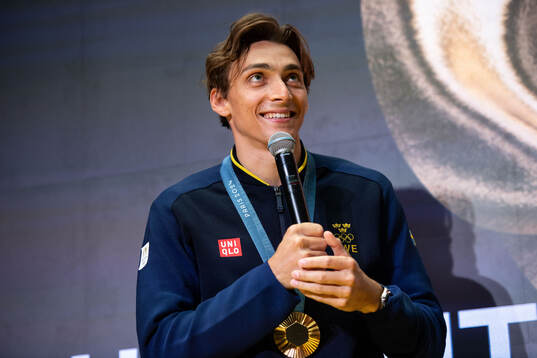 Armand Duplantis of Sweden during a homecoming celebration