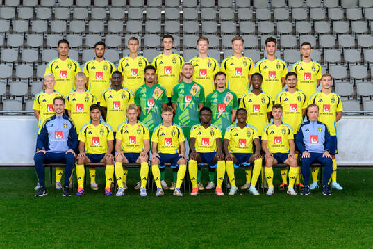 The Swedish under-21 national football team pose for a team