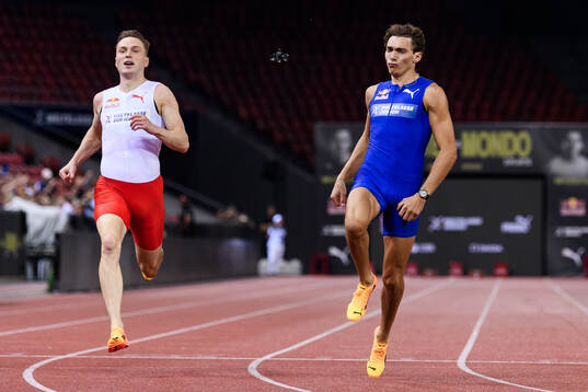Armand Duplantis of Sweden and Karsten Warholm of Norway
