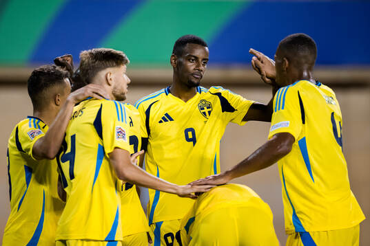 Alexander Isak of Sweden celebrates the 0-1 goal