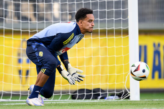Goalkeeper Oliver Dovin of Sweden