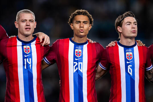 Julian Ryerson, Antonio Nusa and Patrick Berg of Norway