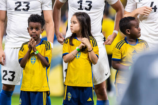 Mascots in front of players of Estonia