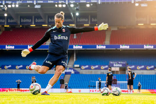 Goalkeeper Ørjan Håskjold Nyland of the Norwegian