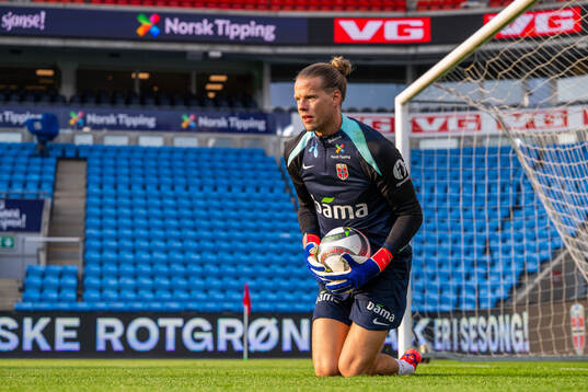 Goalkeeper Ørjan Håskjold Nyland of the Norwegian