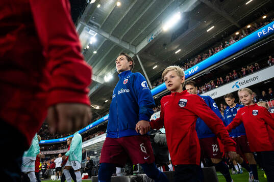 Patrick Berg of Norway enters the pitch