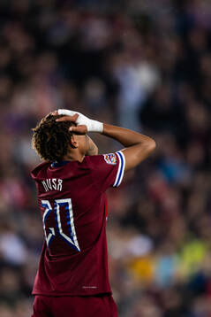 Antonio Nusa of Norway looks dejected