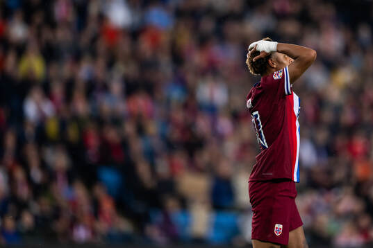 Antonio Nusa of Norway looks dejected
