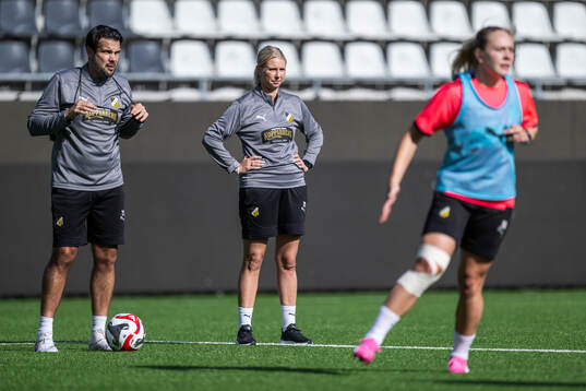 Goalkeeper coach Mattias Gustafsson and physiotherapist