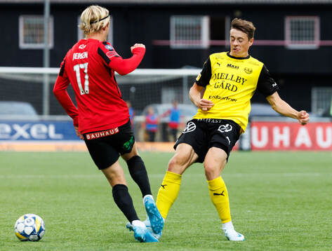 Brommapojkarnas Alexander Jensen och Mjällbys Elliot Stroud