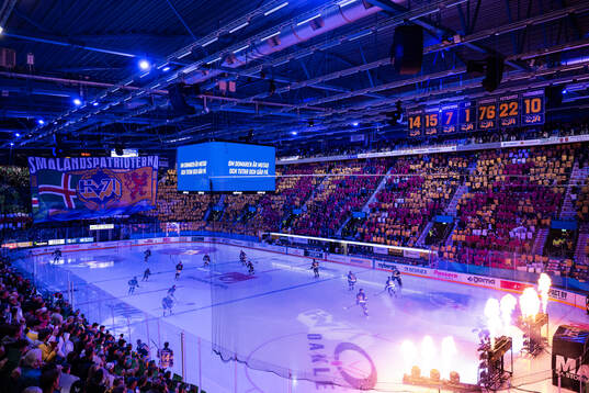 Spelarna gör entré till ett tifo