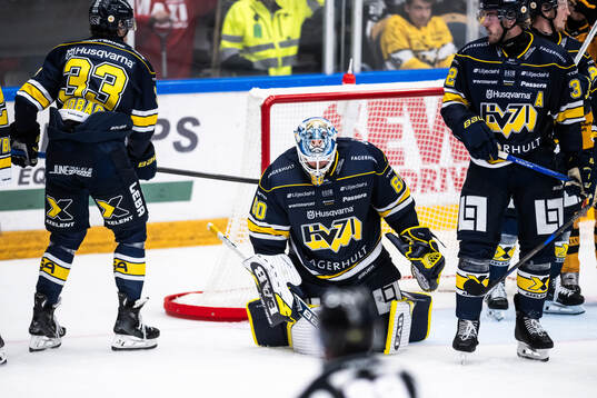 HV71s målvakt Hugo Alnefelt deppar