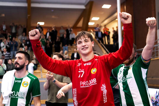 Hammarbys målvakt Arvid Skoog jublar