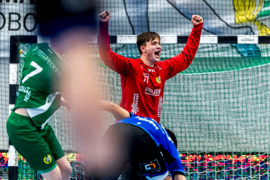 Hammarbys målvakt Arvid Skoog jublar