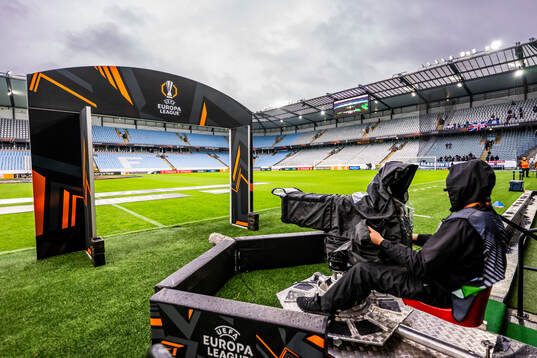 A TV-camera and UEFA Europa League branding