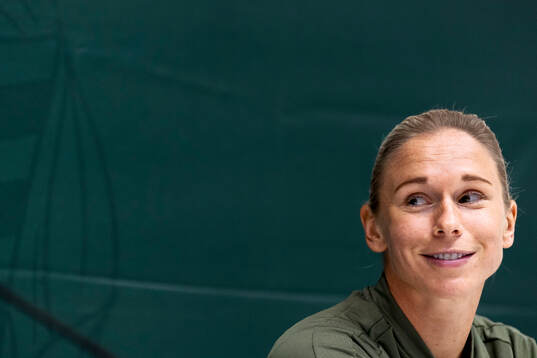 Jonna Andersson of Hammarby at a press conference