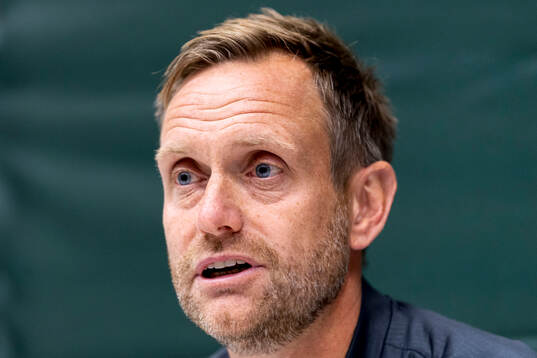 Head coach Martin Sjögren of Hammarby at a press conference