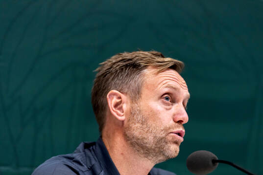 Head coach Martin Sjögren of Hammarby at a press conference
