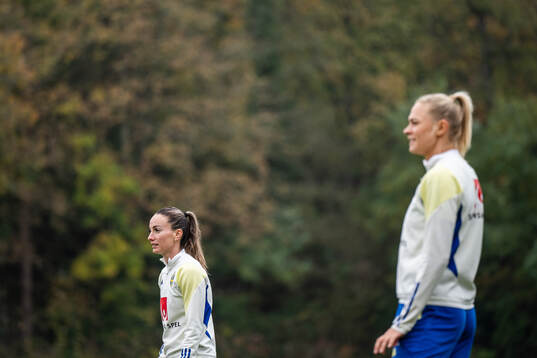 Kosovare Asllani and Fridolina Rolfö of the Swedish