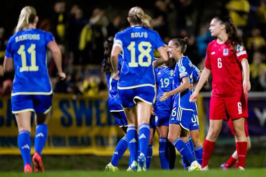 Filippa Angeldahl of Sweden celebrates the 0-1 goal