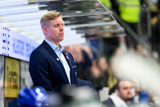 HV71s tränare Anton Blomqvist deppar