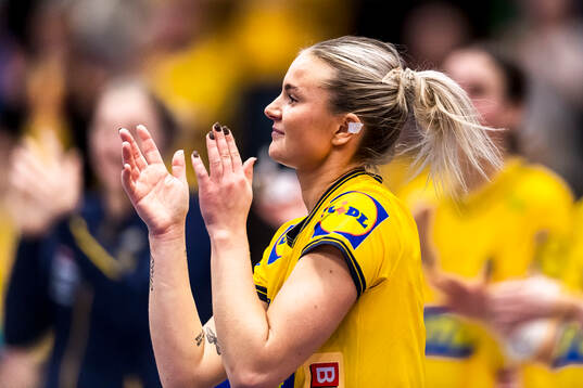 Clara Lerby of Sweden celebrates