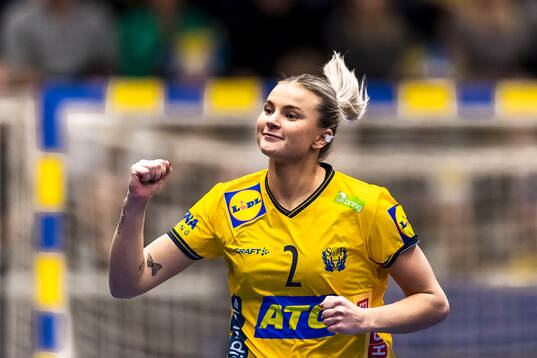 Clara Lerby of Sweden celebrates