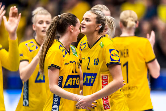 Ida Sembe and Clara Lerby of Sweden celebrates