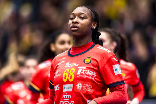 Lyndie Tchapchet of Spain looks dejected