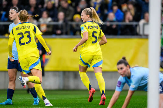 Rebecka Blomqvist of Sweden celebrates