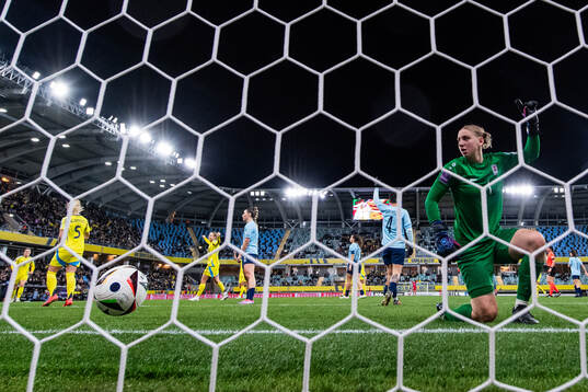 Goalkeeper Lucie Schlime of Luxembourg looks dejected